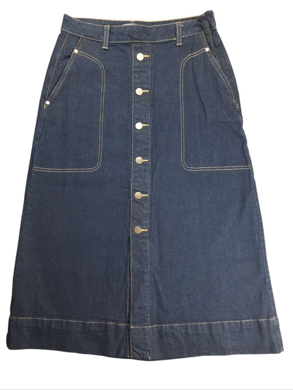 Farmers Market Dark Blue Denim Midi Jean Skirt SZ 8